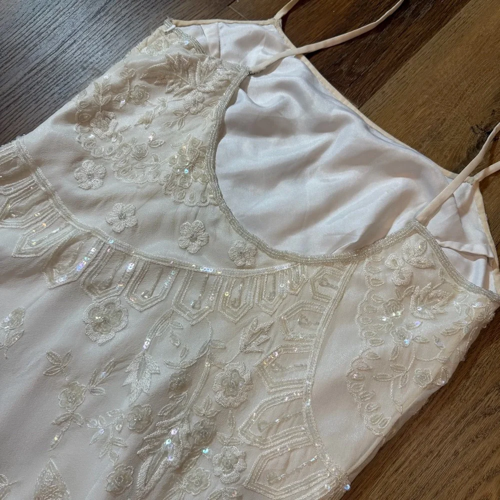 Vintage Y2K 100% Silk Beaded Dress Vintage Beaded Dress Vintage Wedding Dress - Picture 15 of 16